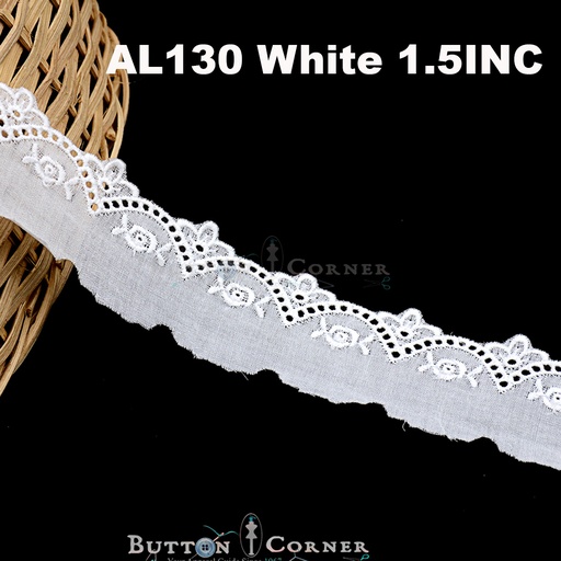 [AL130-WHITE] Cotton One Side Border Lace