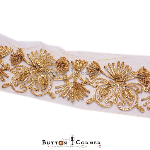 [FANL214-GOLD] Double Side Fancy Gota Lace