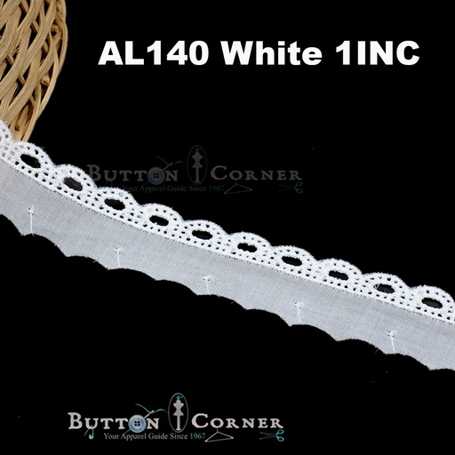 [AL140-WHITE] Cotton One Side Border Lace