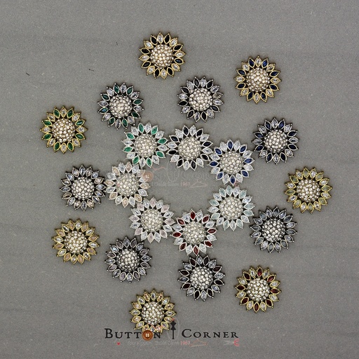 Sunflower Shape Kundan Button