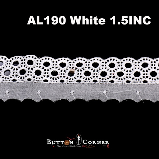 [AL190-WHITE] Cotton One Side Border Lace