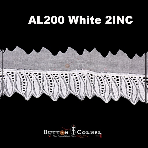 [AL200-WHITE] Cotton One Side Border Lace