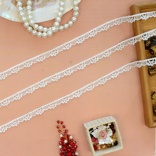 [20881 WHITE] One Side Border Shuttle Lace