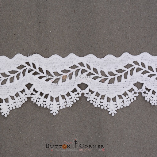 [AL1083-WHITE] One Side Border Shuttle Lace