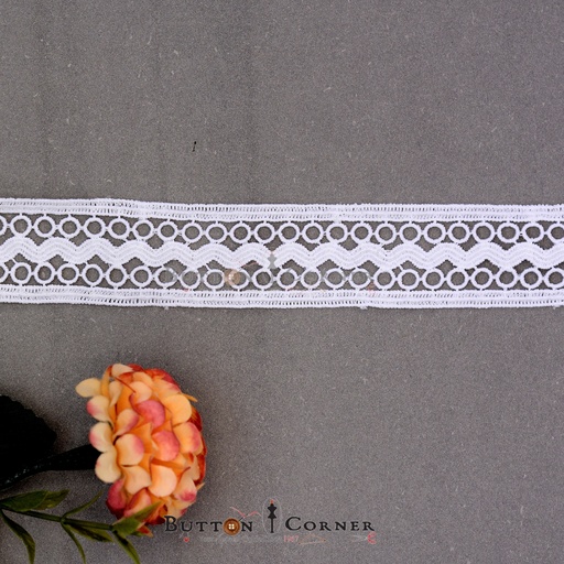 [AL1097-WHITE] Double Side Border Shuttle Lace