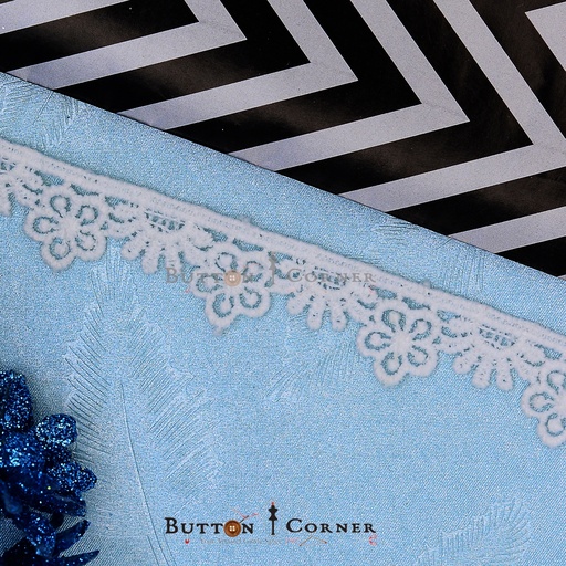 [20811-WHITE] One Side Border Shuttle Lace