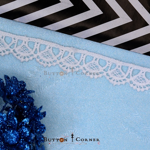 [20661-WHITE] One Side Border Shuttle Lace