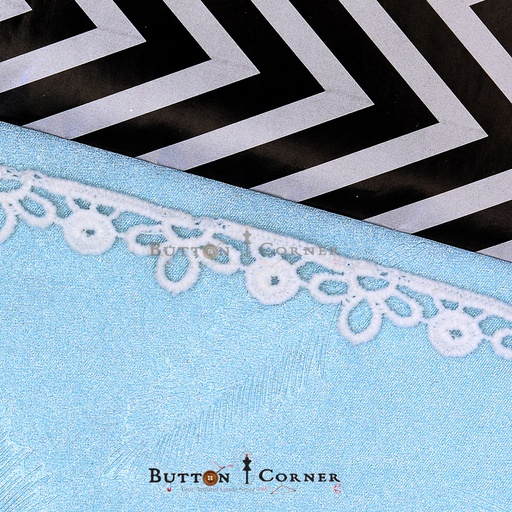 [20897-WHITE] One Side Border Shuttle Lace