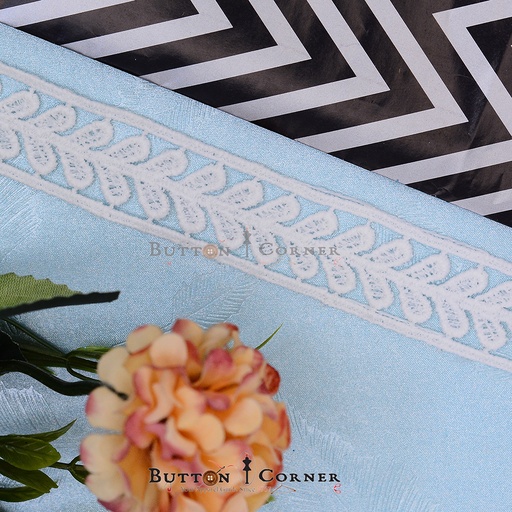 [MYB793-WHITE] Double Side Border Shuttle Lace