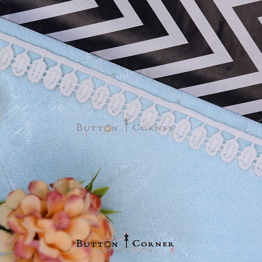 [MYB792-WHITE] One Side Border Shuttle Lace