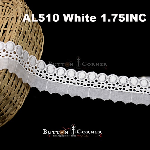 [AL510-WHITE] Cotton One Side Border Lace