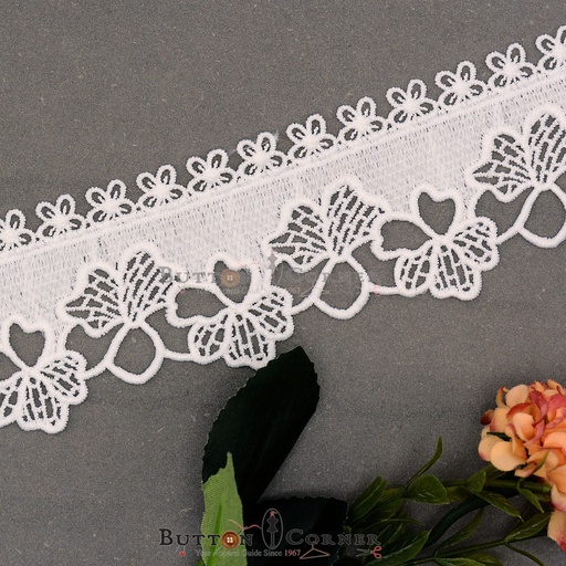 [AL2009-WHITE] One Side Border Shuttle Lace