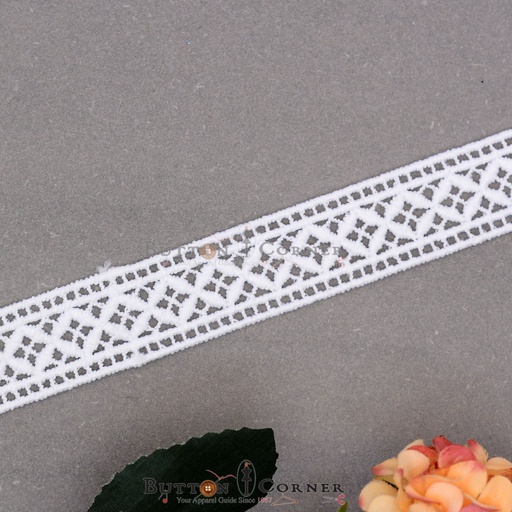 [AL2013-WHITE] Double Side Border Shuttle Lace