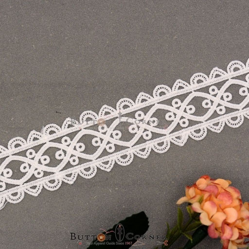 [AL2016-WHITE] Double Side Border Shuttle Lace