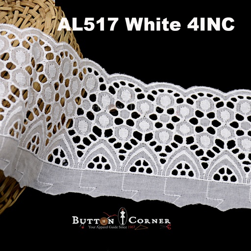 [AL517-WHITE] Cotton One Side Border Lace
