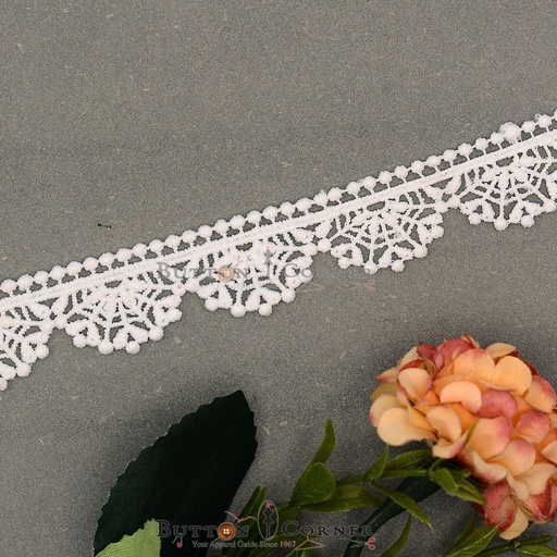 [AL1033/L071 WHITE] One Side Border Shuttle Lace