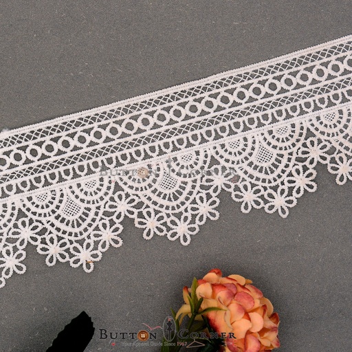 [AL2025-WHITE] One Side Border Shuttle Lace