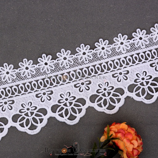 [AL2027-WHITE] One Side Border Shuttle Lace