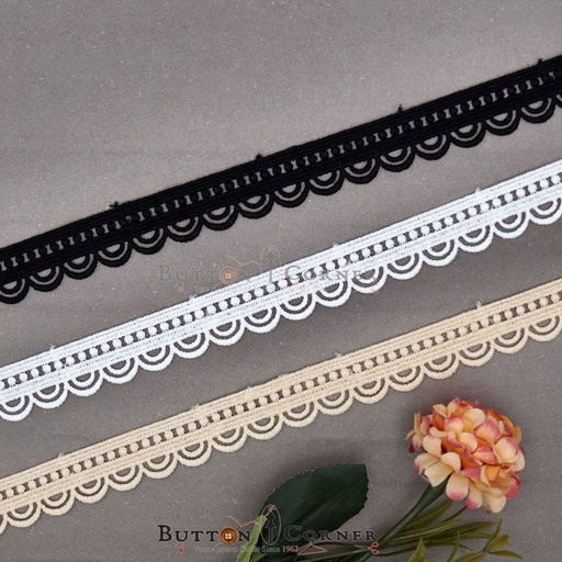 [AL2028-WHITE] One Side Border Shuttle Lace