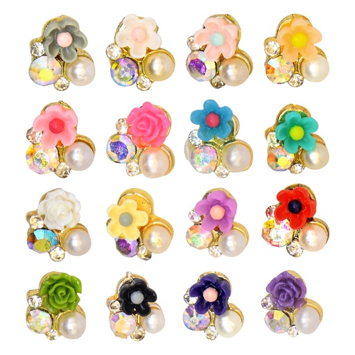 Flower With Stone & Pearl Button