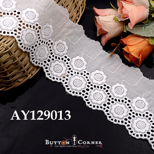 [CL-129013-WHITE] Cotton One Side Border Lace