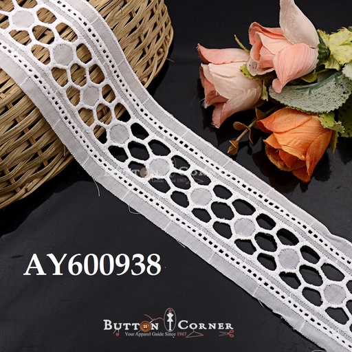 [AY600938-WHITE] Cotton Double Side Border Lace