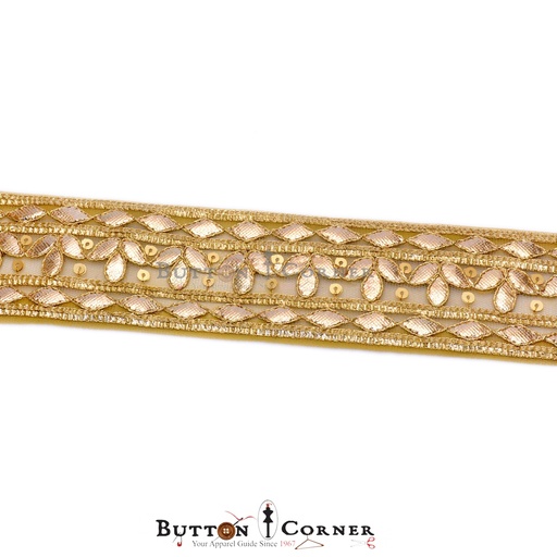 [GOTL616-GOLD] Double Side Metallic Yarn Gota Lace