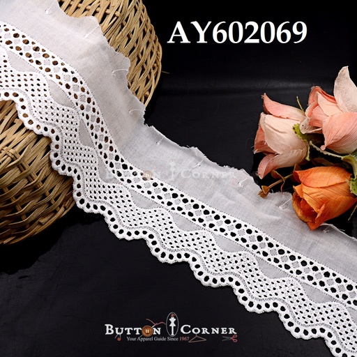 [AY602069-WHITE] Cotton One Side Border Lace