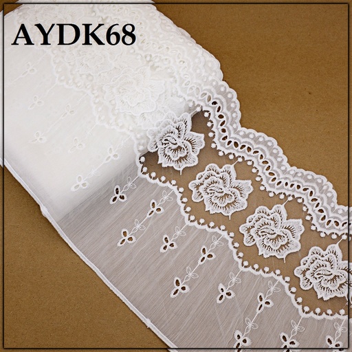 [AYDK68-WHITE] Cotton One Side Border Lace