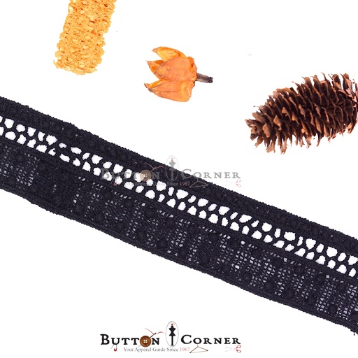 [SHTL120-BLACK] One Side Border Shuttle Lace