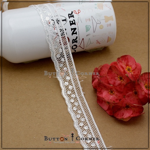 [AY40164-WHITE] Shuttle Sequence Lace