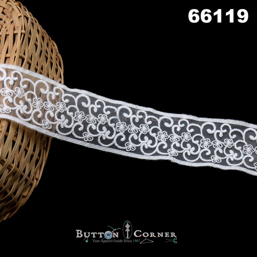 [66119-WHITE] Double Side Border Net Lace