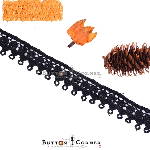 [FLD24-BLACK] One Side Border Shuttle Lace