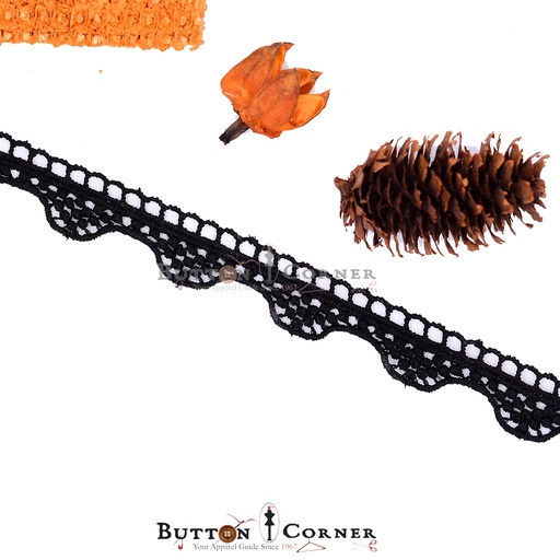 [D3035 BLACK] One Side Border Shuttle Lace
