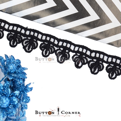 [20857-BLACK] One Side Border Shuttle Lace