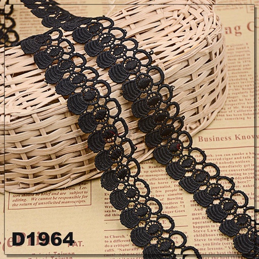 [D1964-BLACK] Double Side Border Shuttle Lace
