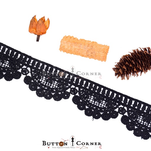 [D3264-BLACK] One Side Border Shuttle Lace