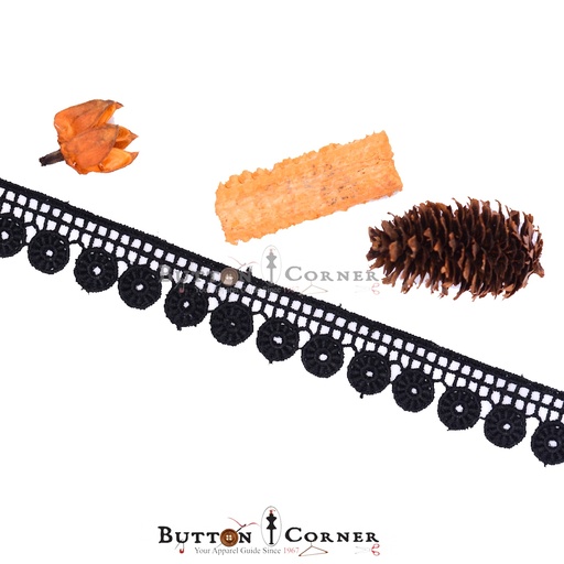 [D2758-BLACK] One Side Border Shuttle Lace