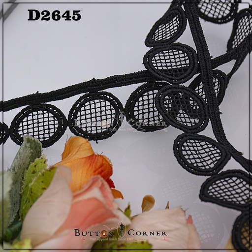 [D2645 BLACK] One Side Border Shuttle Lace