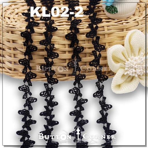 [KL02-2 BLACK] Applique Shuttle Lace