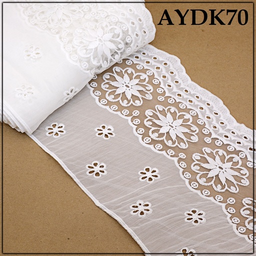 [AYDK70-WHITE] Cotton One Side Border Lace