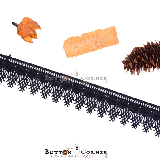 [ALA4146A-BLACK] One Side Border Shuttle Lace