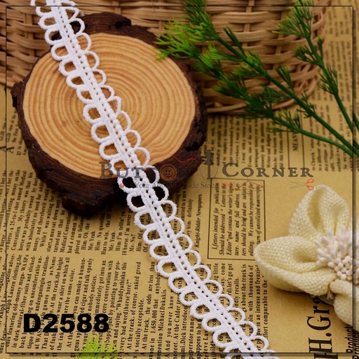 [D2588-WHITE] One Side Border Shuttle Lace