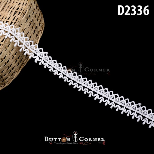 [D2336-WHITE] One Side Border Shuttle Lace