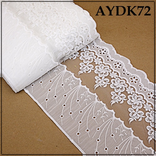 [AYDK72-WHITE] Cotton One Side Border Lace