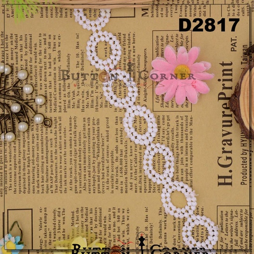 [D2817 WHITE] Double Side Border Shuttle Lace