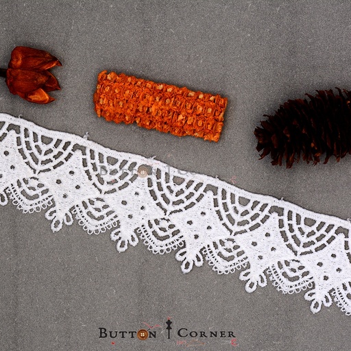 [D10737-WHITE] One Side Border Shuttle Lace