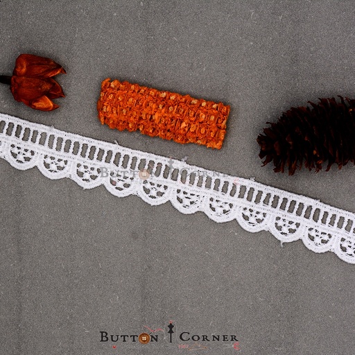 [D10469-WHITE] One Side Border Shuttle Lace