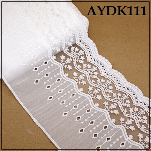[AYDK111-WHITE] Cotton One Side Border Lace