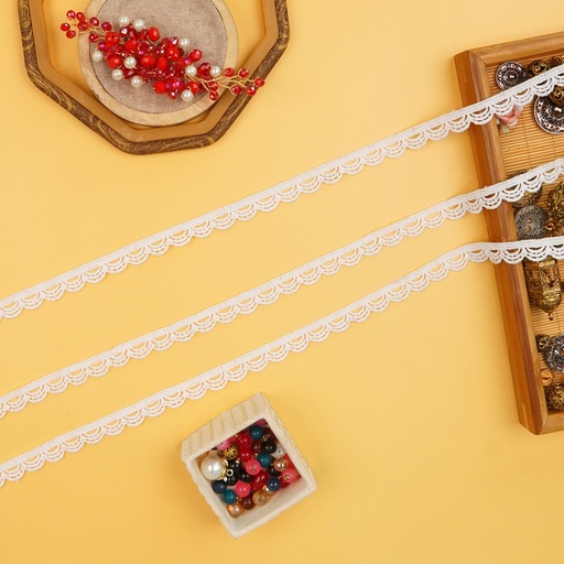 [D9449 WHITE] One Side Border Shuttle Lace